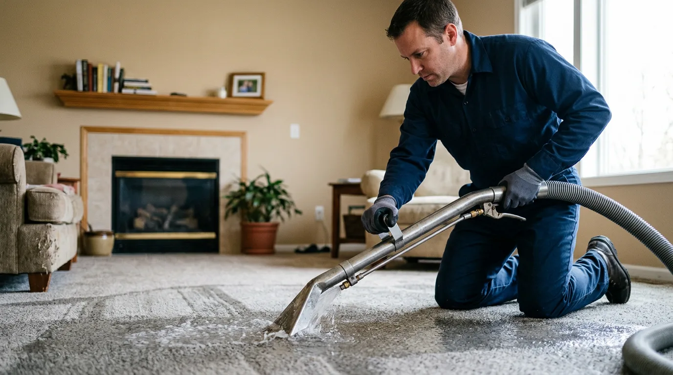 Water damage restoration technician working near Tipton, CA